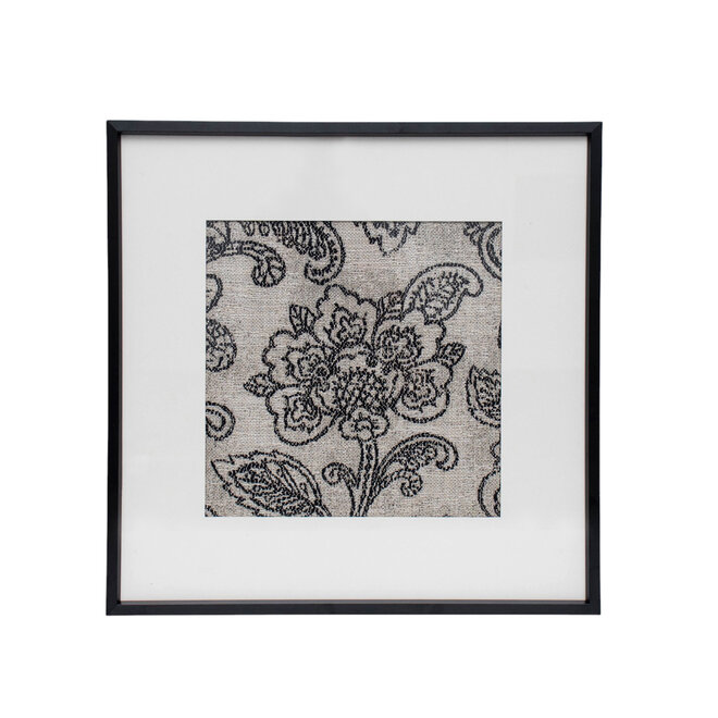 Framed Fabric Flower Black
