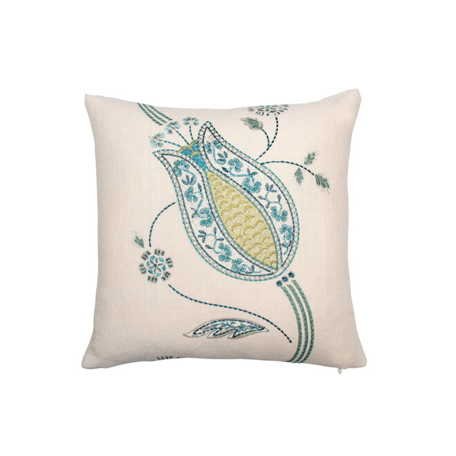 Pillow Kalamkari Teal 16 x 16in