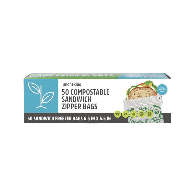 Ziptop Compostable Freezer-Safe Sandwich Storage Bags 50ct