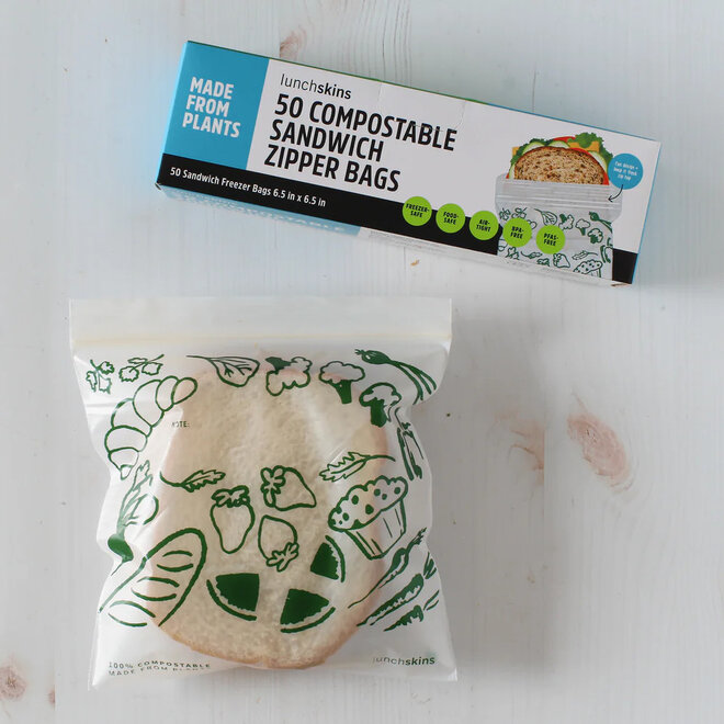 Ziptop Compostable Freezer-Safe Sandwich Storage Bags 50ct