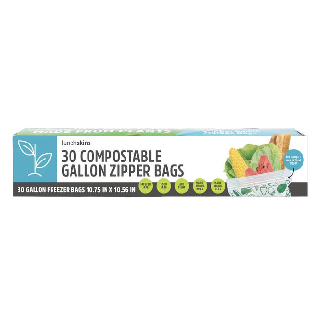 Ziptop Compostable Freezer-Safe Gallon Storage Bags 30ct