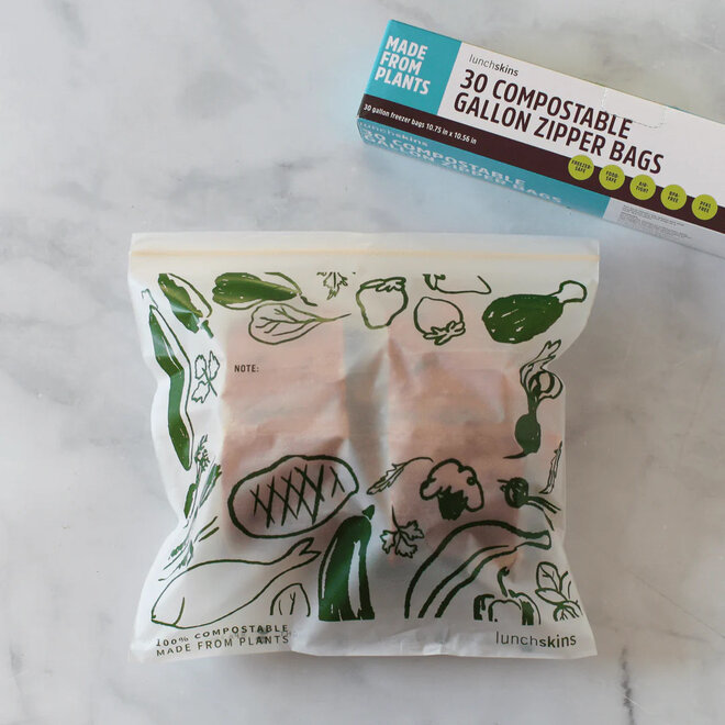 Ziptop Compostable Freezer-Safe Gallon Storage Bags 30ct