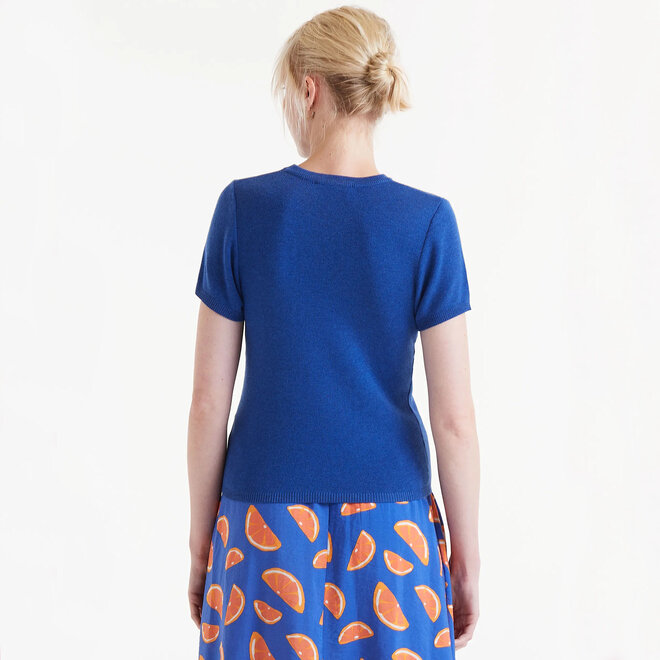 Knitted Top in Blue with Bow