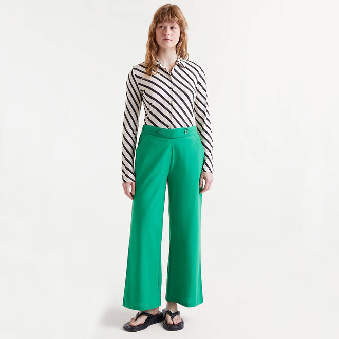 Trousers Straight Buttoned Green