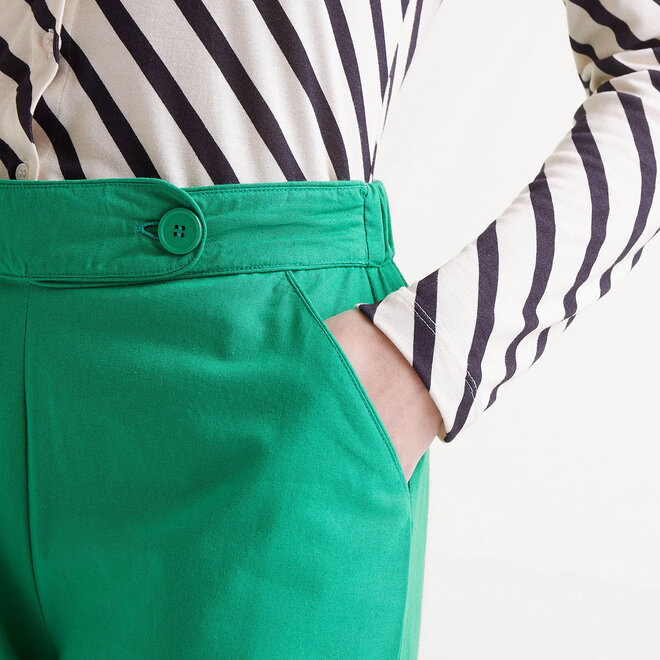 Trousers Straight Buttoned Green