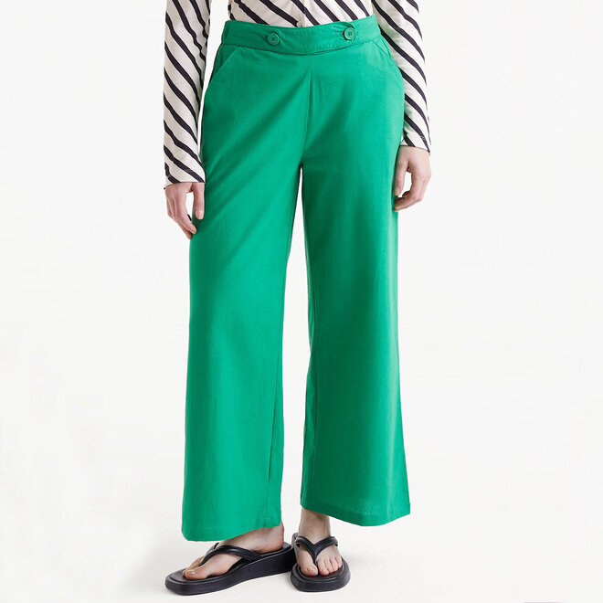 Trousers Straight Buttoned Green