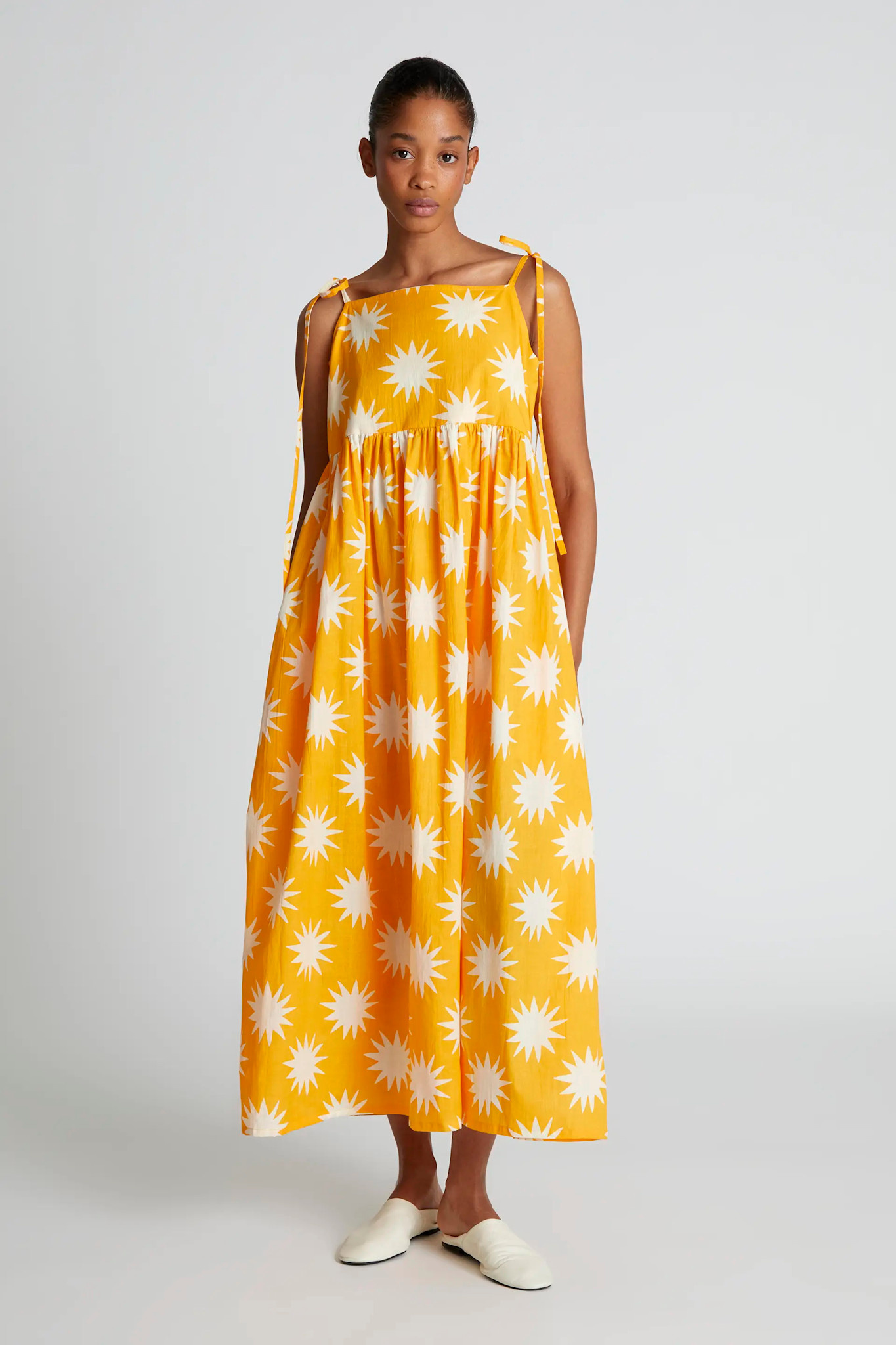 Long Dress Sun Print Yellow - Kreatelier