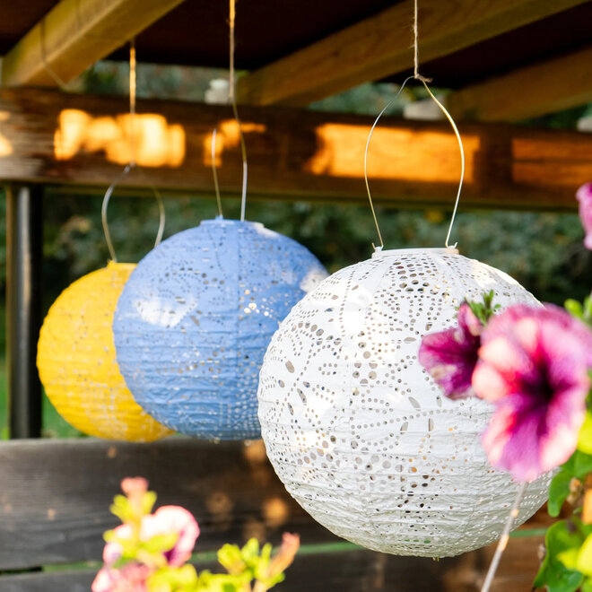 Solar Lantern Stella Monstera Porcelain 12"