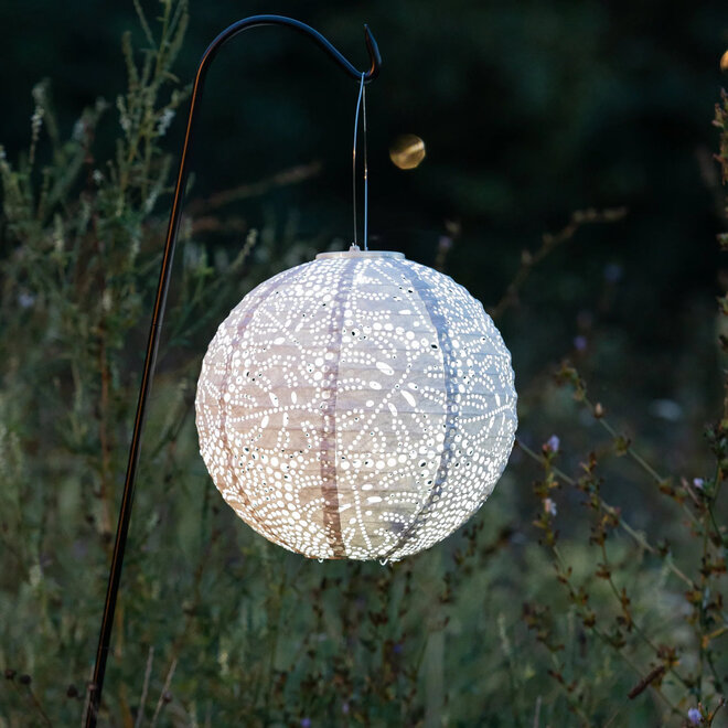 Solar Lantern Stella Monstera Porcelain 12"