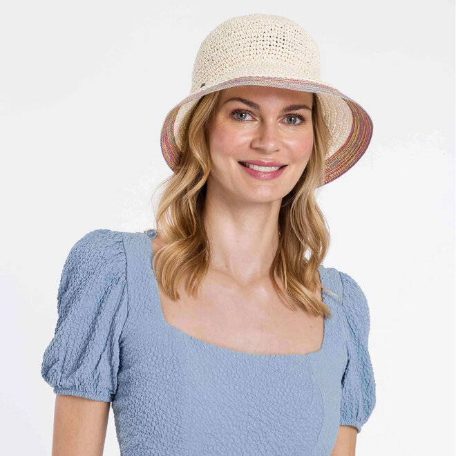 Sun Hat Cloche with Contrast Trim