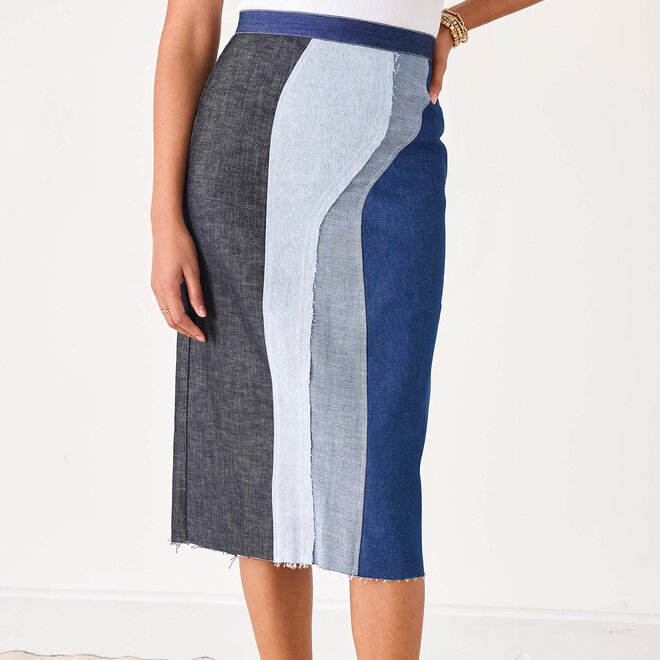 Skirt Prism Patchwork Indigo