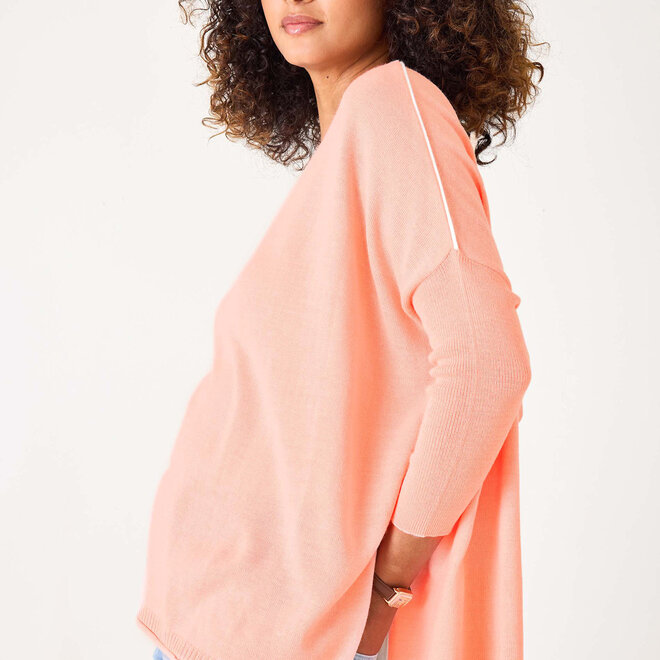 Sweater Catalina Crewneck Contrast Peach & White
