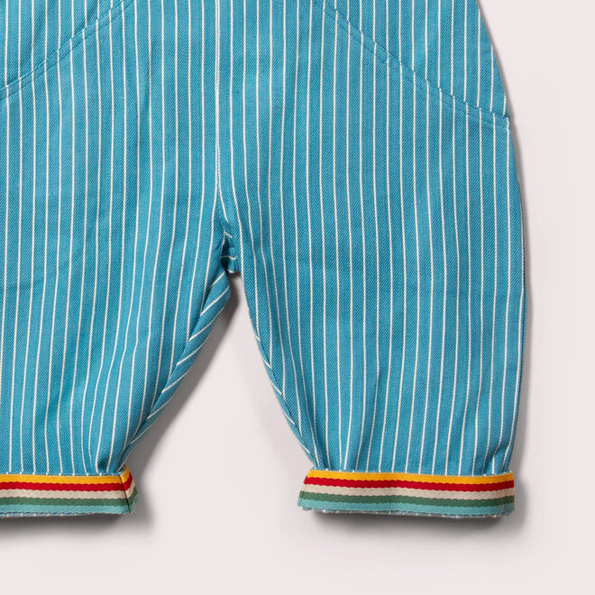 Roll Up Dungarees Striped Horizon Blue