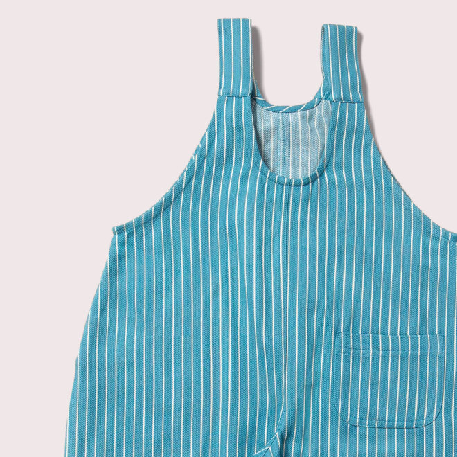 Roll Up Dungarees Striped Horizon Blue