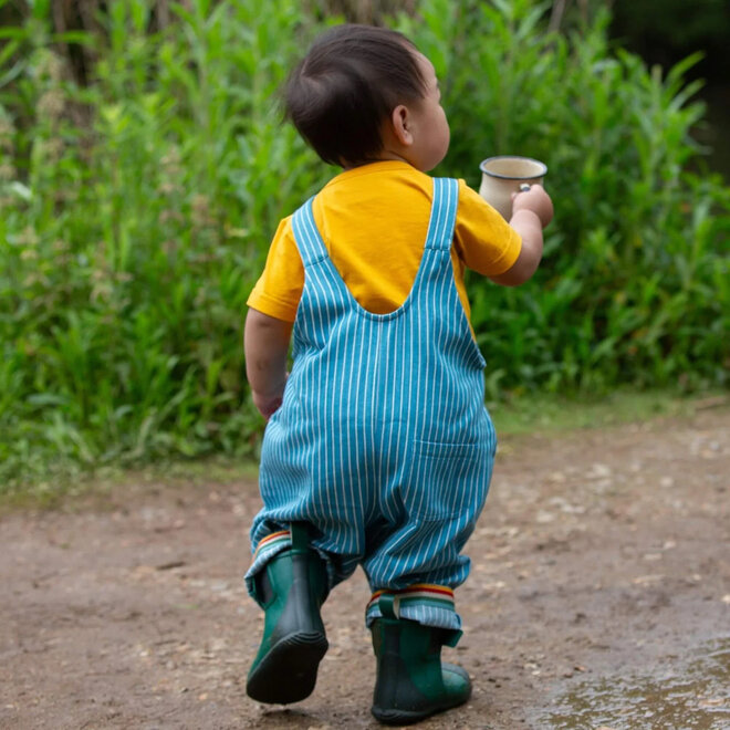 Roll Up Dungarees Striped Horizon Blue