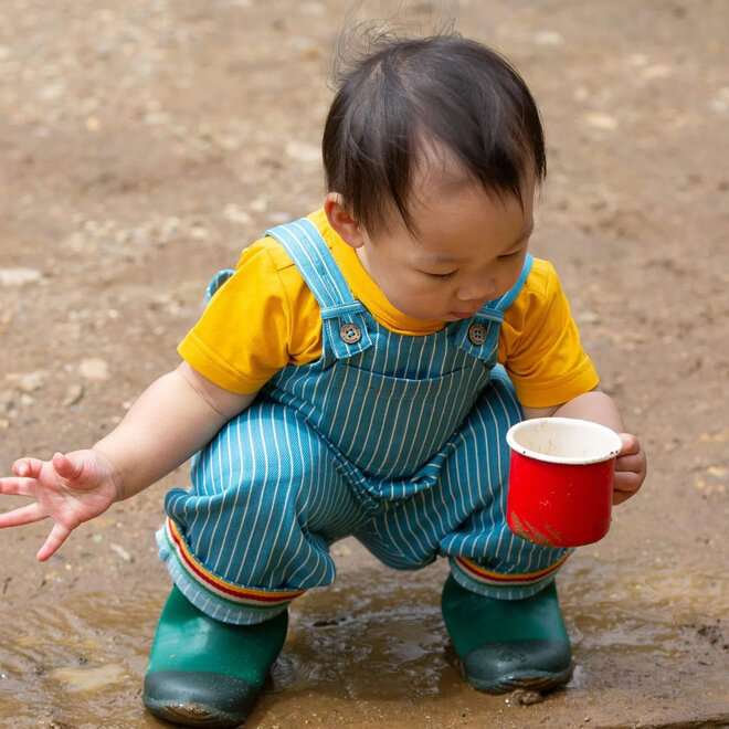 Roll Up Dungarees Striped Horizon Blue