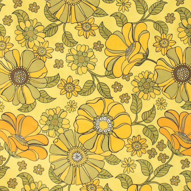 Reusable Bag Retro Flowers Yellow Print M