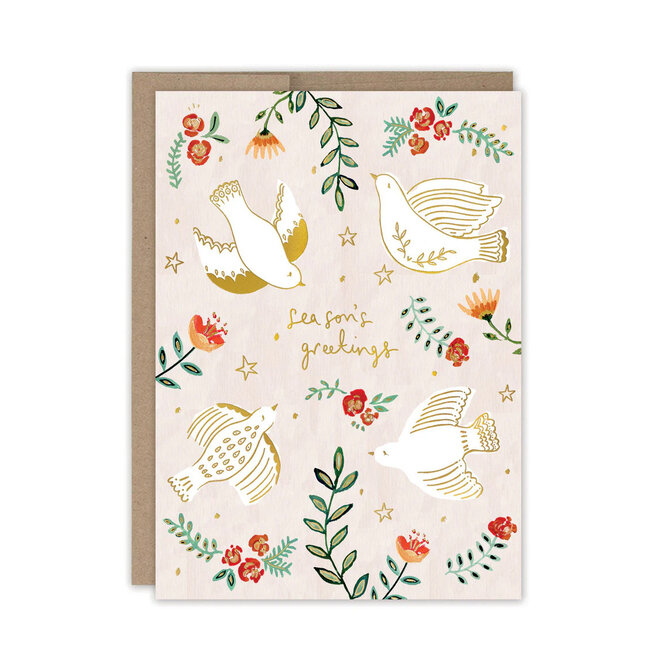 Card Doves Season's Greetings Holiday