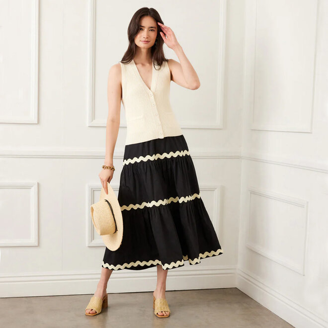 Sweater Vest Ribbed Button Cream