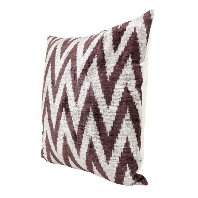 Pillow Ikat Chevron Deep Maroon & Grey 20 x 20in