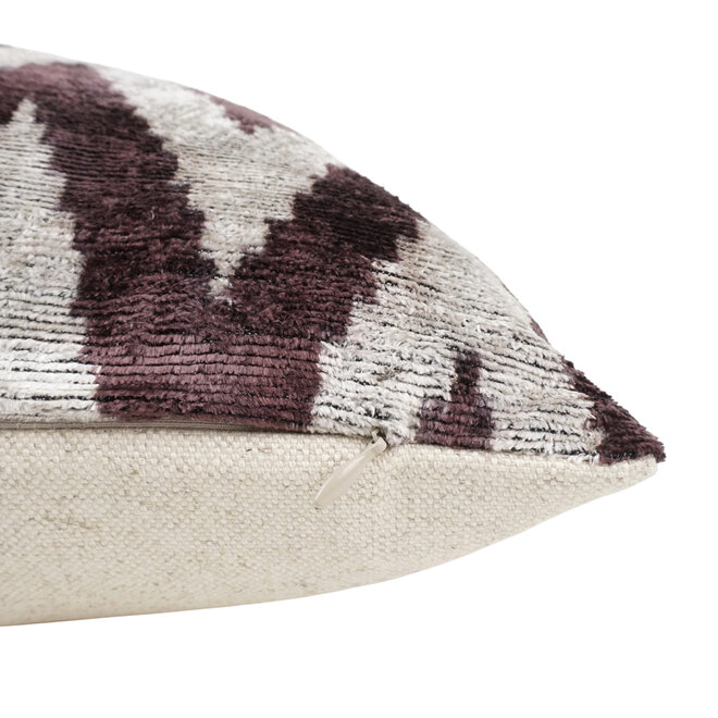 Pillow Ikat Chevron Deep Maroon & Grey 20 x 20in