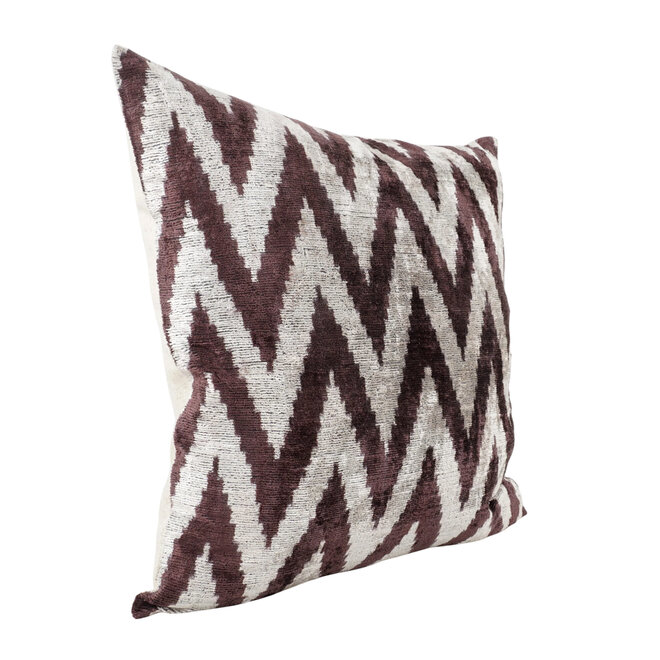 Pillow Ikat Chevron Deep Maroon & Grey 20 x 20in