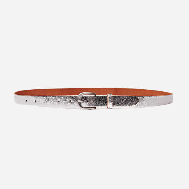 Leather Belt Eva Metallic Silver