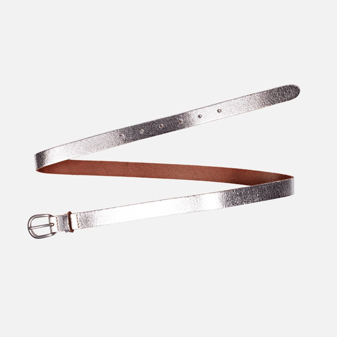 Leather Belt Eva Metallic Silver