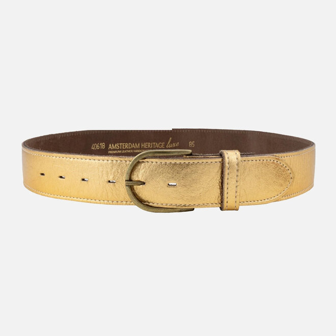 Belt Jeany Metallic Leather Gold Removable Buckle