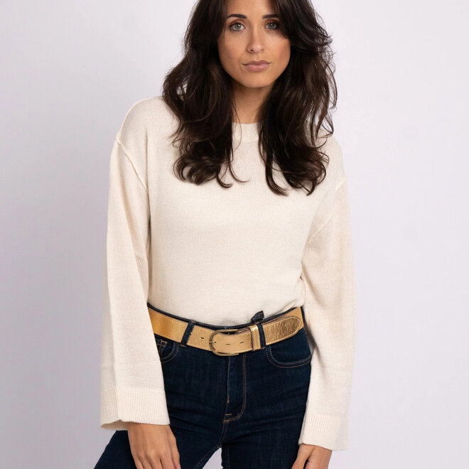 Belt Jeany Metallic Leather Gold Removable Buckle