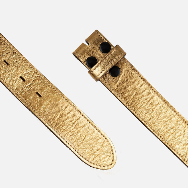 Belt Jeany Metallic Leather Gold Removable Buckle