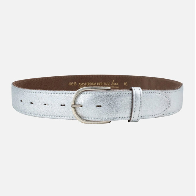 Belt Jasmin Metallic Leather Silver Removable Buckle