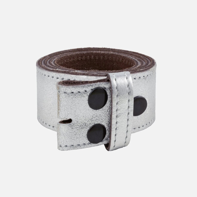 Belt Jasmin Metallic Leather Silver Removable Buckle
