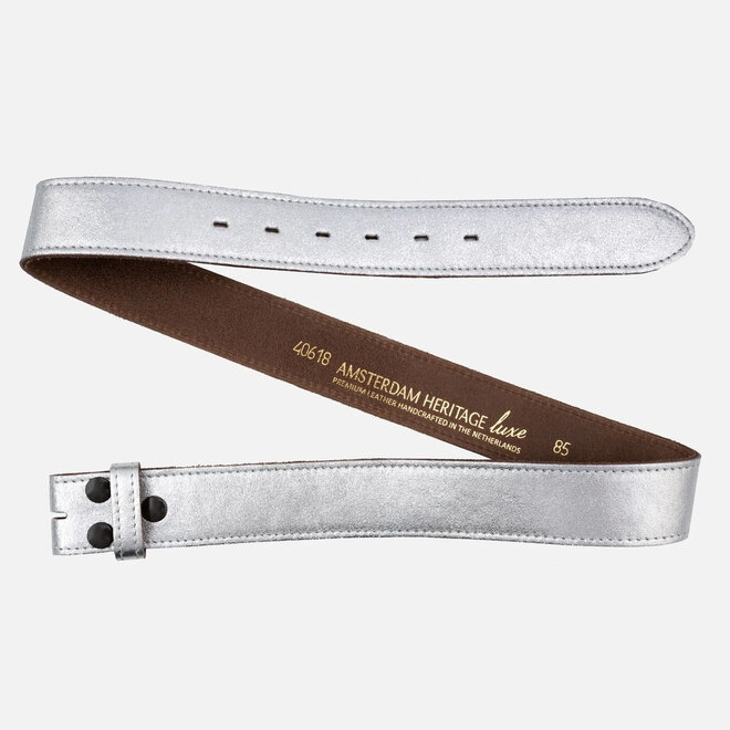 Belt Jasmin Metallic Leather Silver Removable Buckle