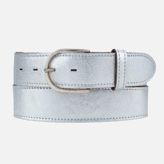 Belt Jasmin Metallic Leather Silver Removable Buckle