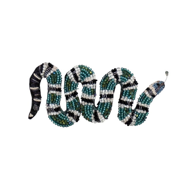 Brooch Pin Green Banded Snake