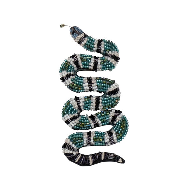 Brooch Pin Green Banded Snake