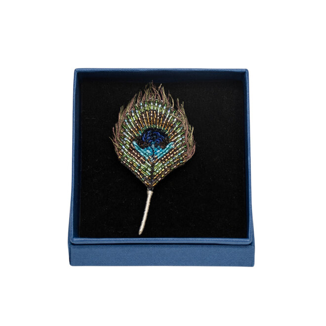 Brooch Pin Luminous Peacock Feather