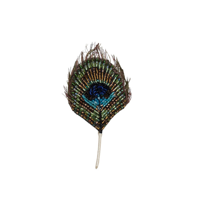 Brooch Pin Luminous Peacock Feather