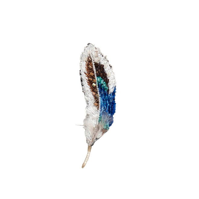 Brooch Pin Blue Mallard Feather
