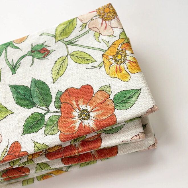 Linen Tea Towel Wild Roses