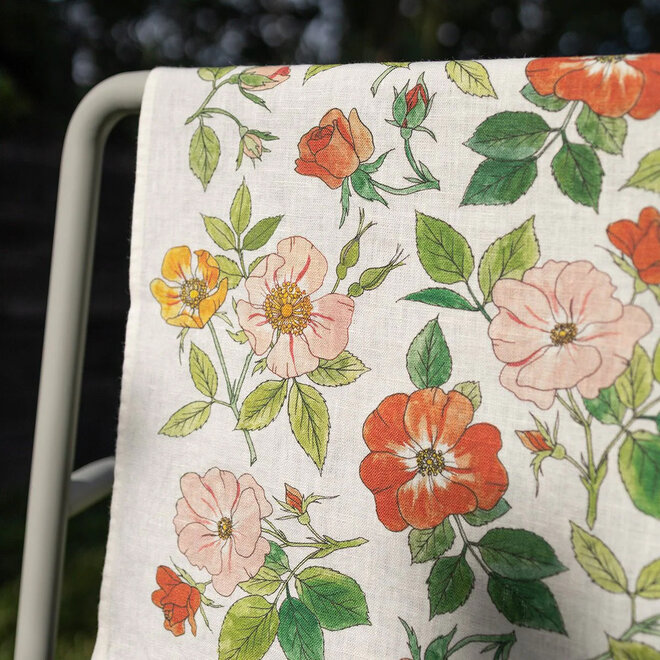 Linen Tea Towel Wild Roses