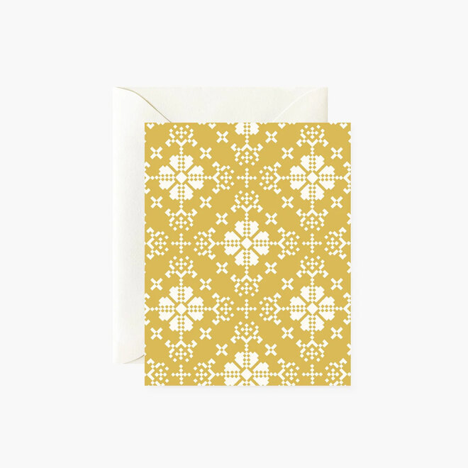 Card Folk Pattern Mustard