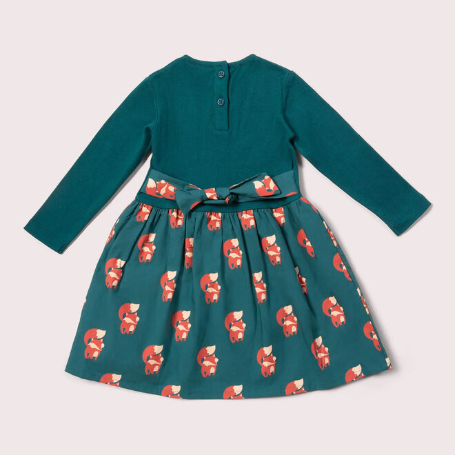 Twirler Dress Long Sleeve Foxes Blue