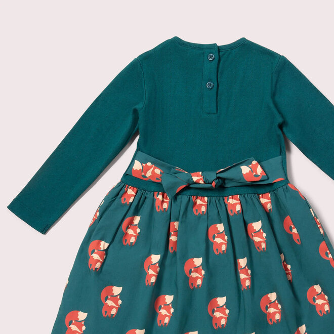 Twirler Dress Long Sleeve Foxes Blue
