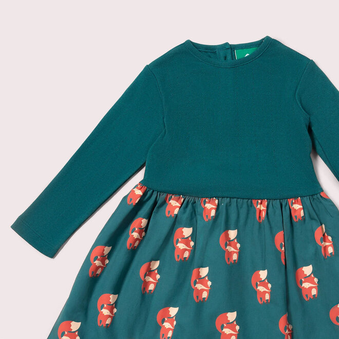 Twirler Dress Long Sleeve Foxes Blue