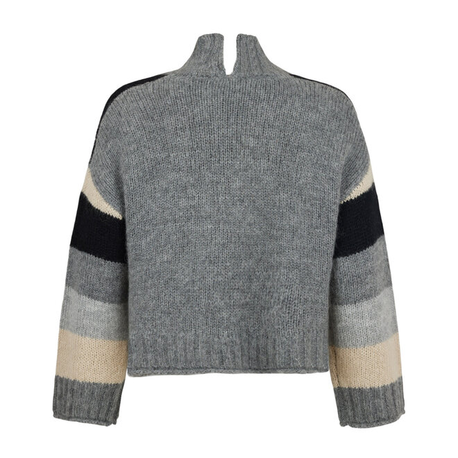 Knit Cardigan Stripes Black & Grey