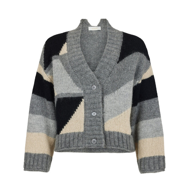 Knit Cardigan Stripes Black & Grey