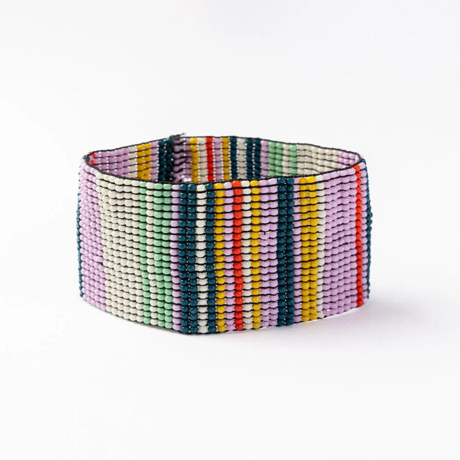 Bracelet Penelope Beaded Vertical Stripes Lilac