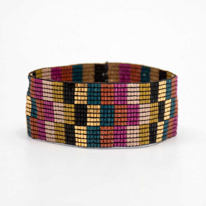Bracelet Kenzie Beaded Checkered Muted